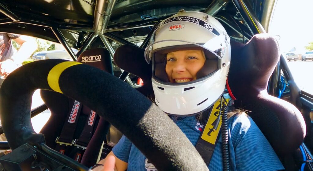 A Beat the Pro contender strapped in and ready to drive
