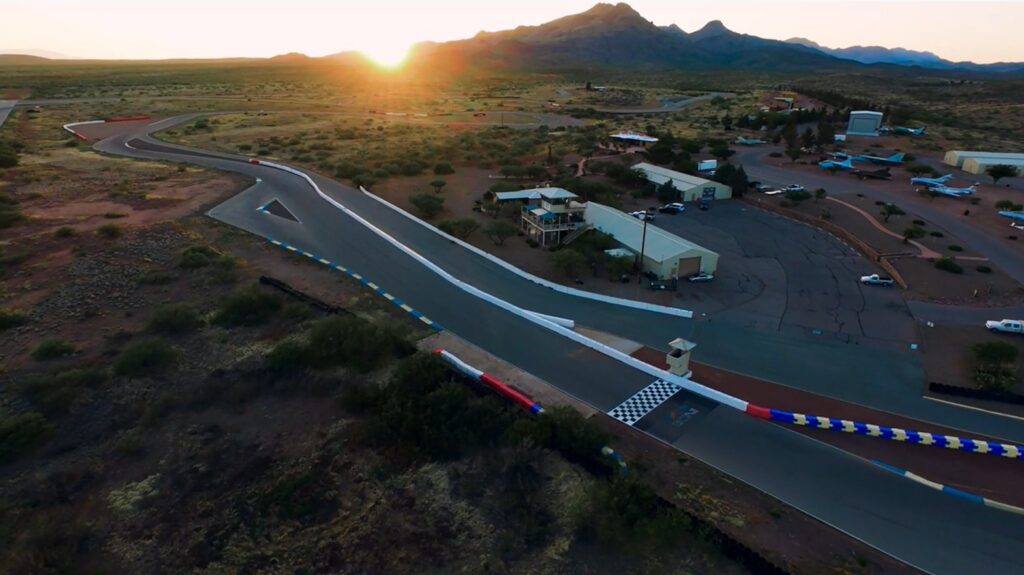 INDE Motorsports Ranch at sunset from the air