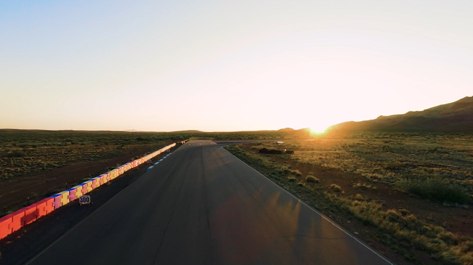 Sunrise over the main straight at INDE Motorsports Ranch