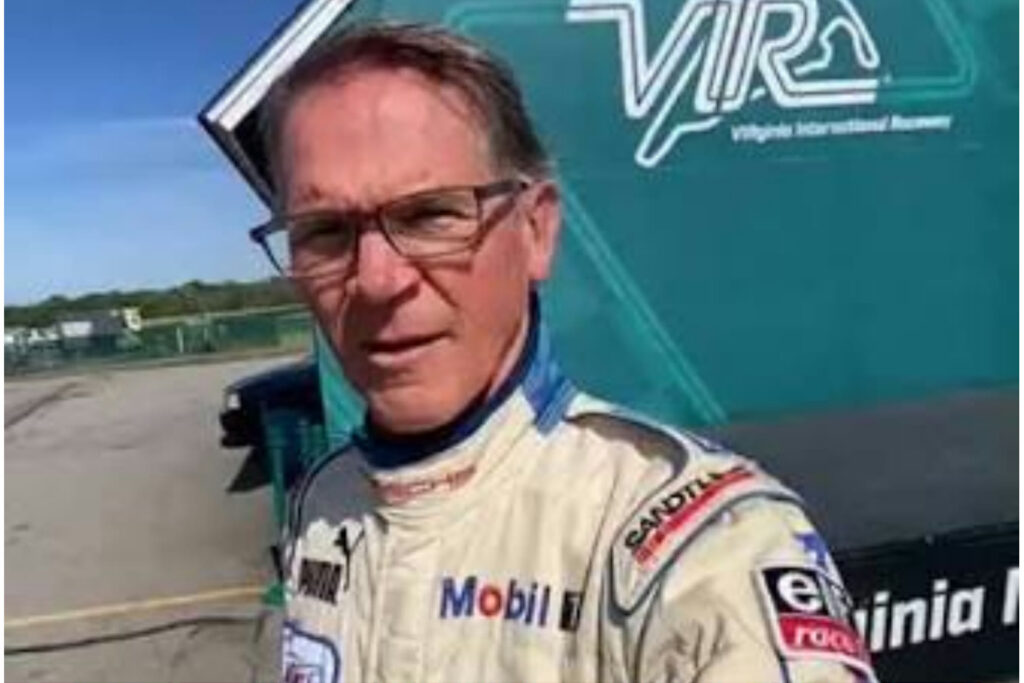 Randy Pobst in his race suit at Virginia International Raceway